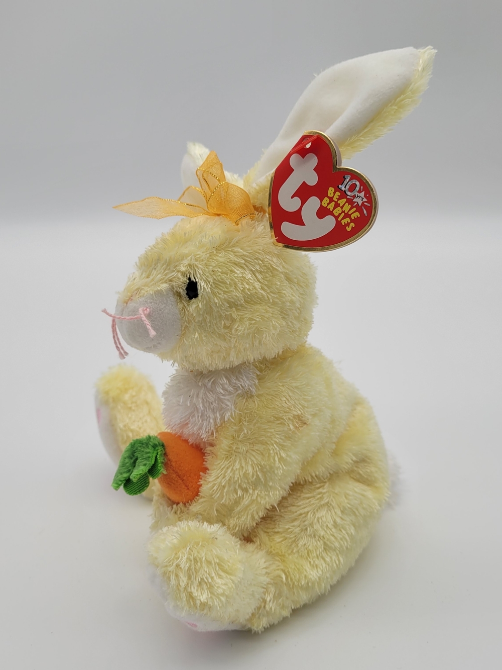 Ty Plush Yellow Bunny with Carrot - Beanie Babies Nibbles Retired